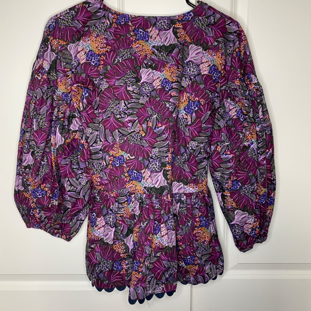 Kika Vargas x Target Coral Reef Scallop Edge Wrap Top in Purple Size S - Picture 2 of 10